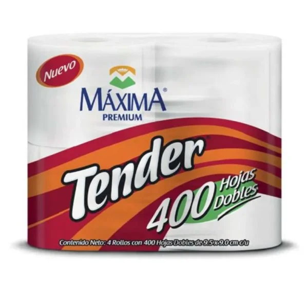 Papel higiénico Máxima premium Tender 400 hojas 4 rollos