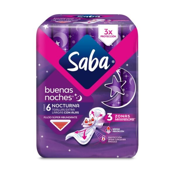 Toallas femeninas Saba Buenas noches con Alas 6pz